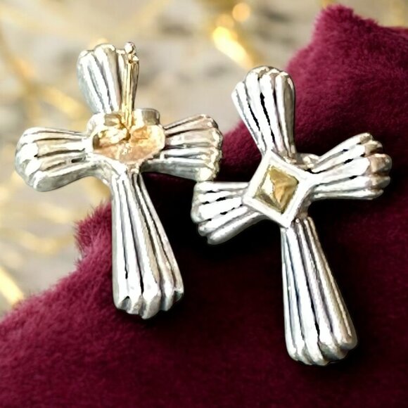 NW Lagos "Caviar" Silver / 18K Gold Earrings - Picture 1 of 8